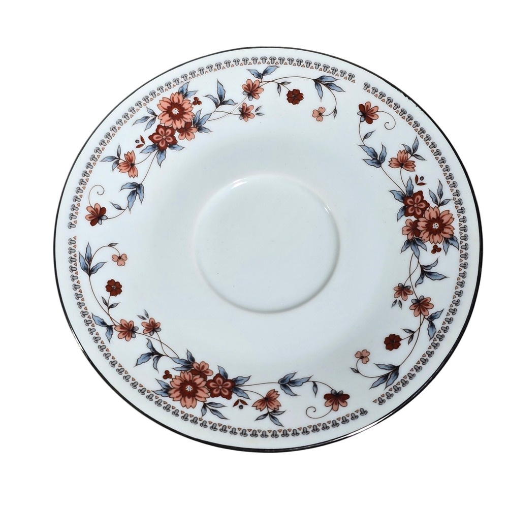 Sheffield Anniversary Fine China‎ Saucer Floral Pattern Silver Rim Made in Japan
